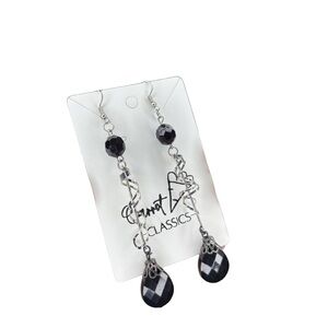 Black and Silver Drop Earrings